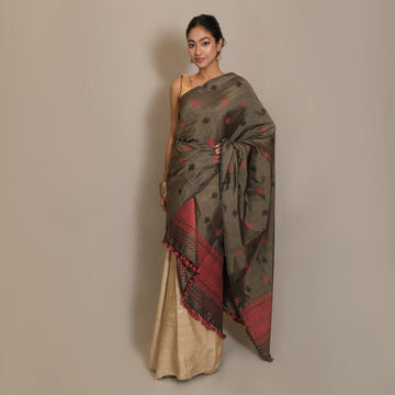 Single Sador - Mulberry silk & cotton motifs in Eri silk