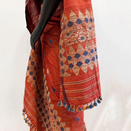 Mekhela Sador - Eri silk natural dye, Motifs in Muga Ghisa