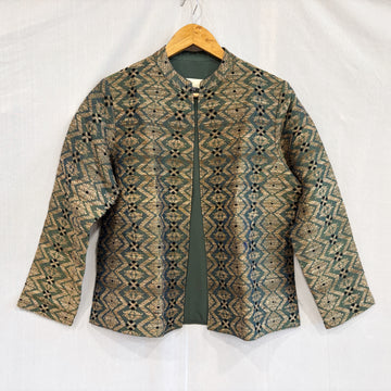 Women's Jacket- Paat silk, motifs in Muga ghisa