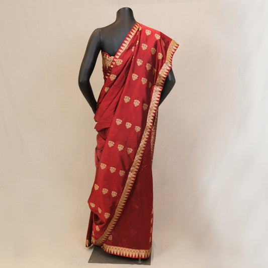 Saree - Mulberry silk(Paat), motifs in Muga silk