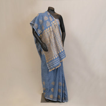Saree - Eri silk, motifs in Muga silk